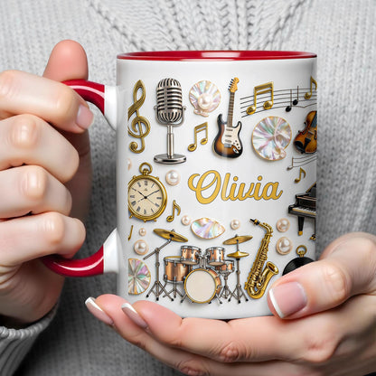 A Life Filled With Music Notes Guitar Drums And Saxophone