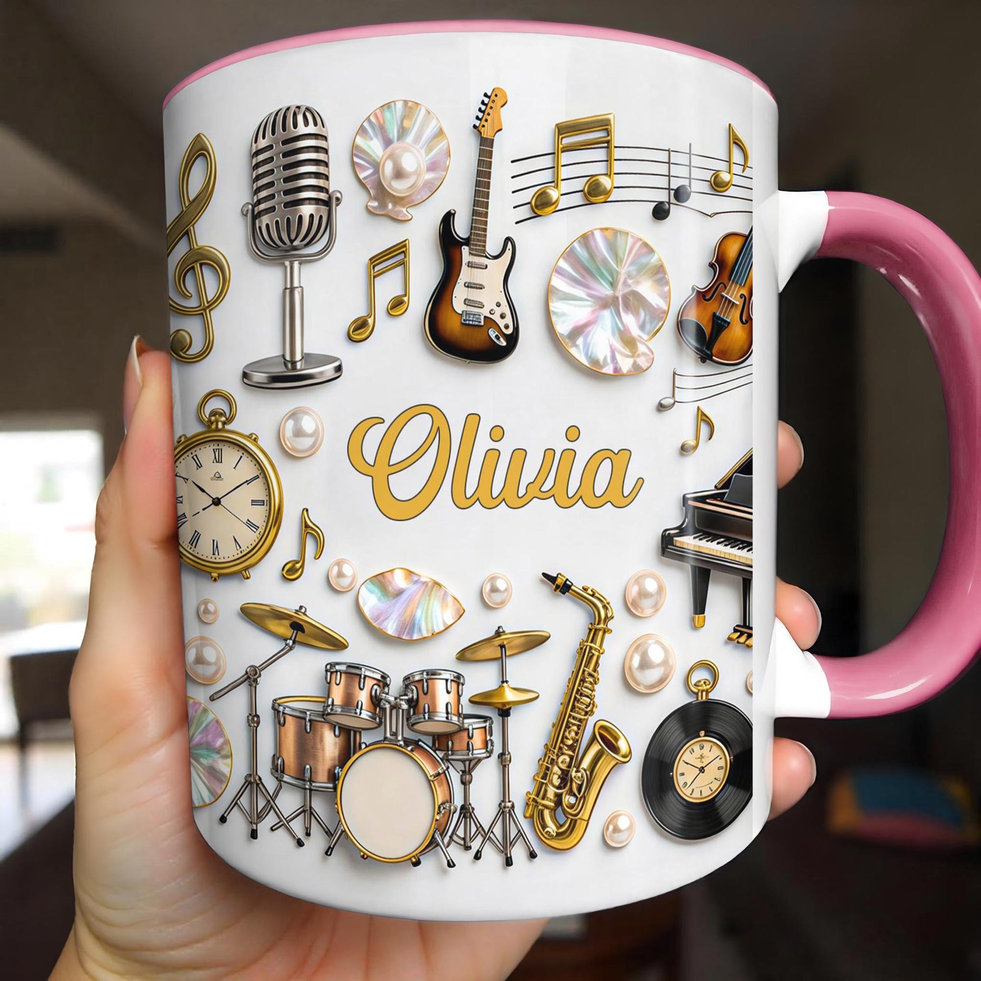 A Life Filled With Music Notes Guitar Drums And Saxophone