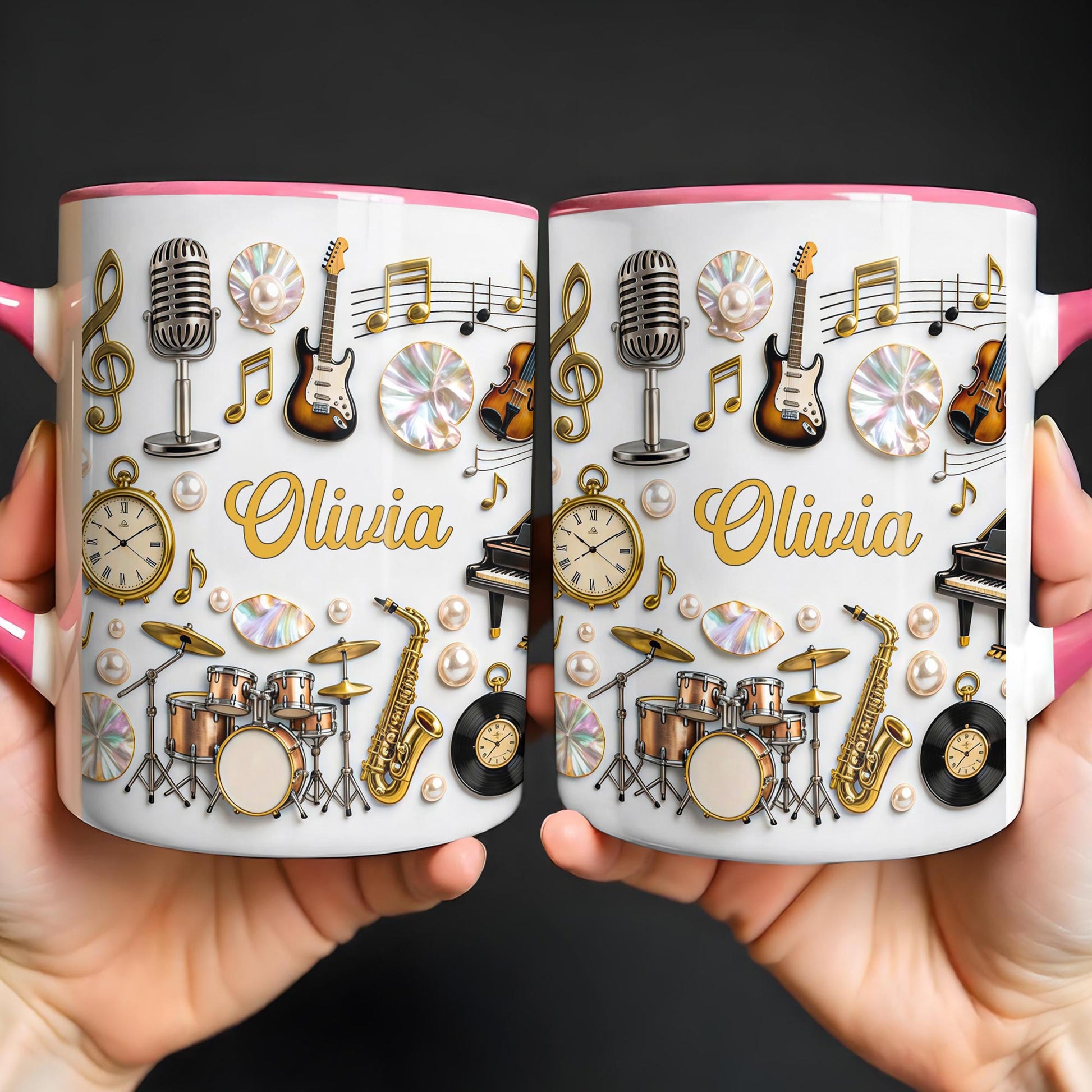 A Life Filled With Music Notes Guitar Drums And Saxophone