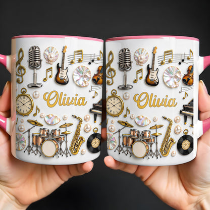 A Life Filled With Music Notes Guitar Drums And Saxophone