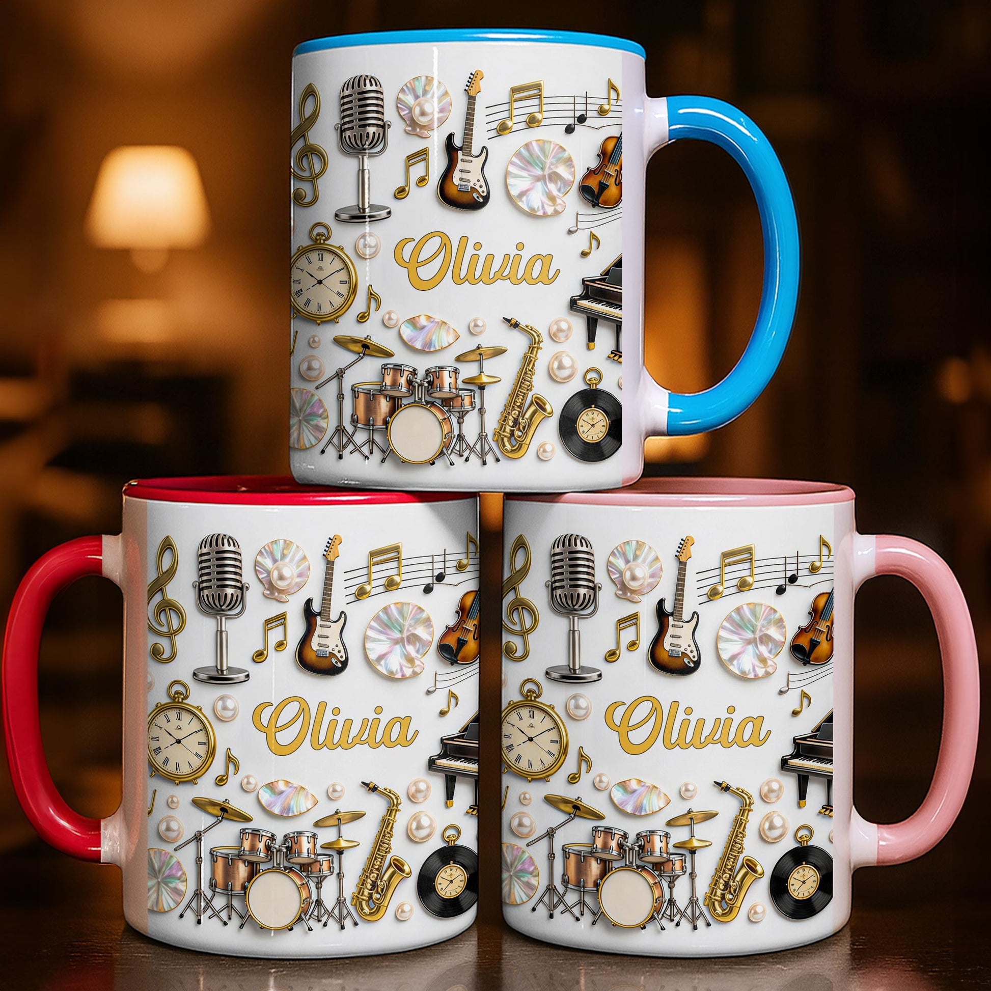 A Life Filled With Music Notes Guitar Drums And Saxophone