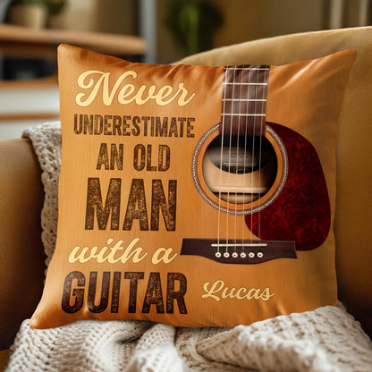 Never Underestimate An Old Man With A Guitar Wood Grain Design