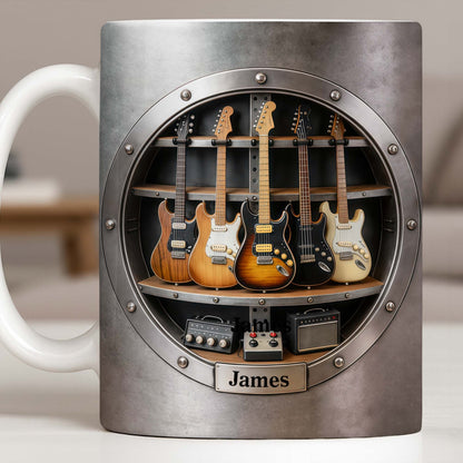 A Legendary Collection Electric Guitars And Amps In Metal Rack