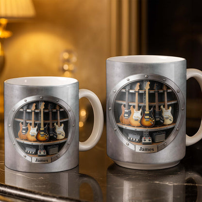 A Legendary Collection Electric Guitars And Amps In Metal Rack