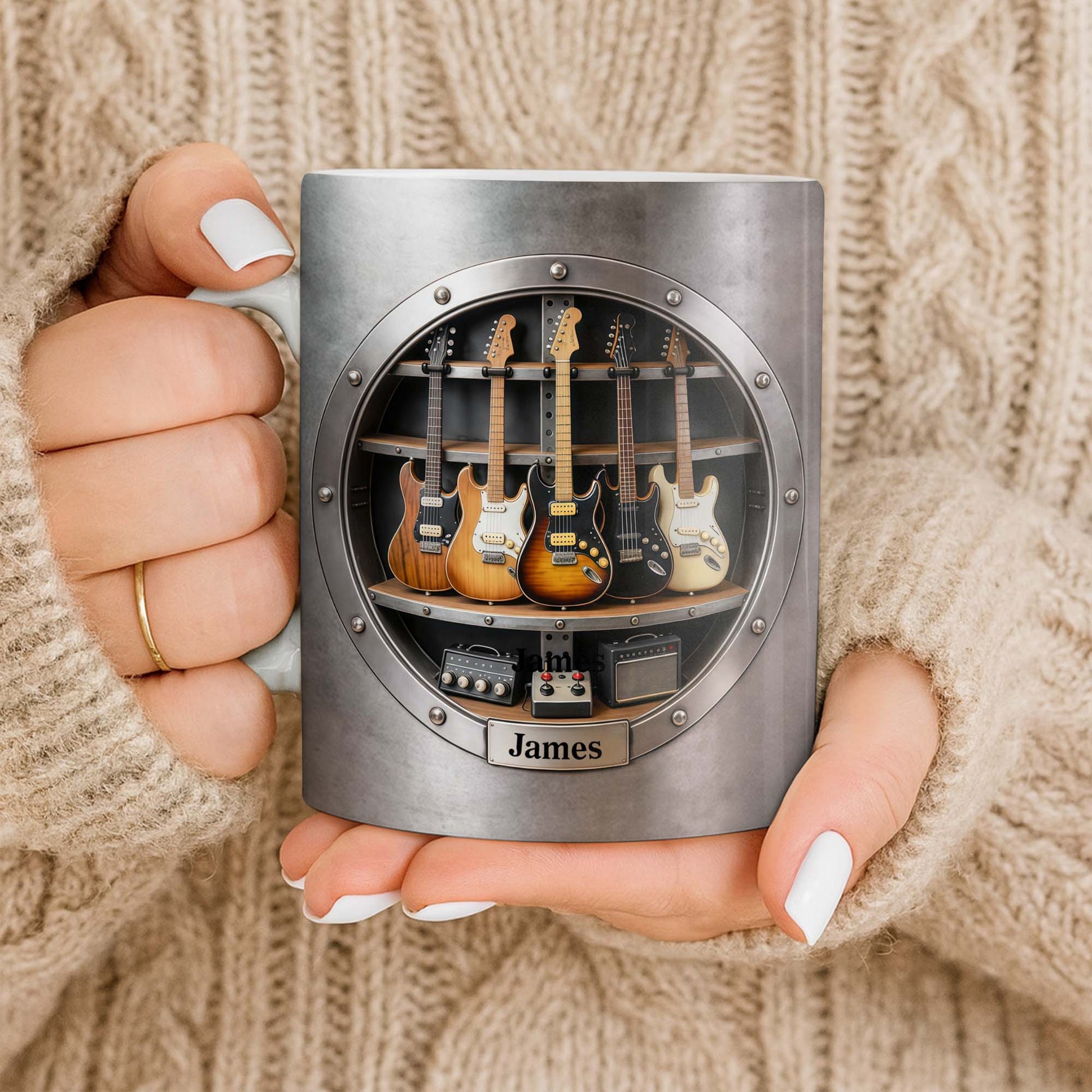 A Legendary Collection Electric Guitars And Amps In Metal Rack