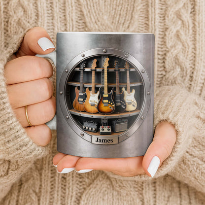 A Legendary Collection Electric Guitars And Amps In Metal Rack