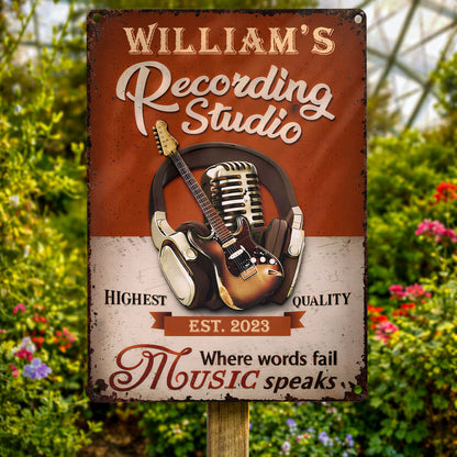 Recording Studio Where Words Fail Music Speaks Guitar And Headphones