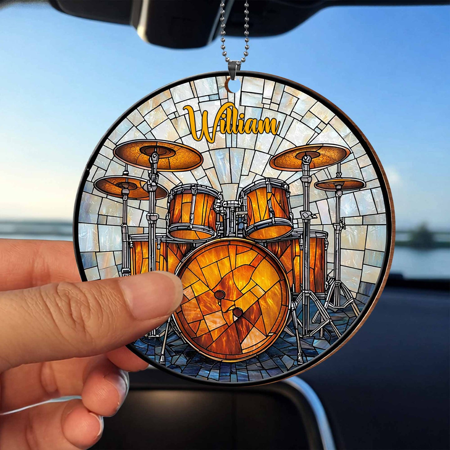Music Is The Heartbeat Of The Soul Drum Set Stained Glass Style