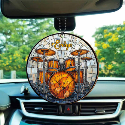 Music Is The Heartbeat Of The Soul Drum Set Stained Glass Style