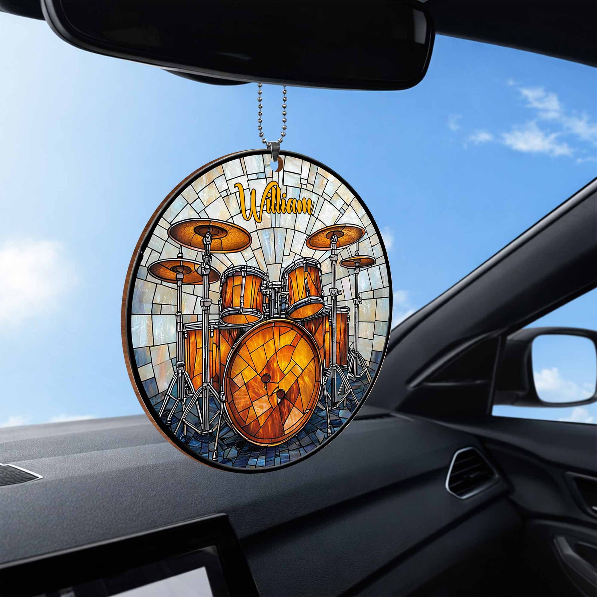 Music Is The Heartbeat Of The Soul Drum Set Stained Glass Style