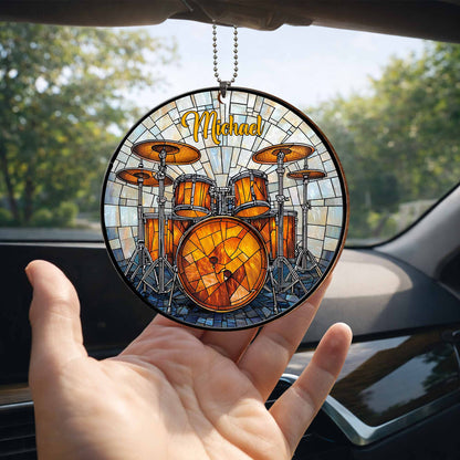 Music Is The Heartbeat Of The Soul Drum Set Stained Glass Style