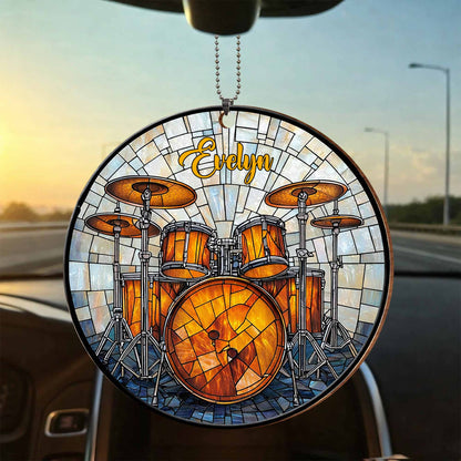 Music Is The Heartbeat Of The Soul Drum Set Stained Glass Style