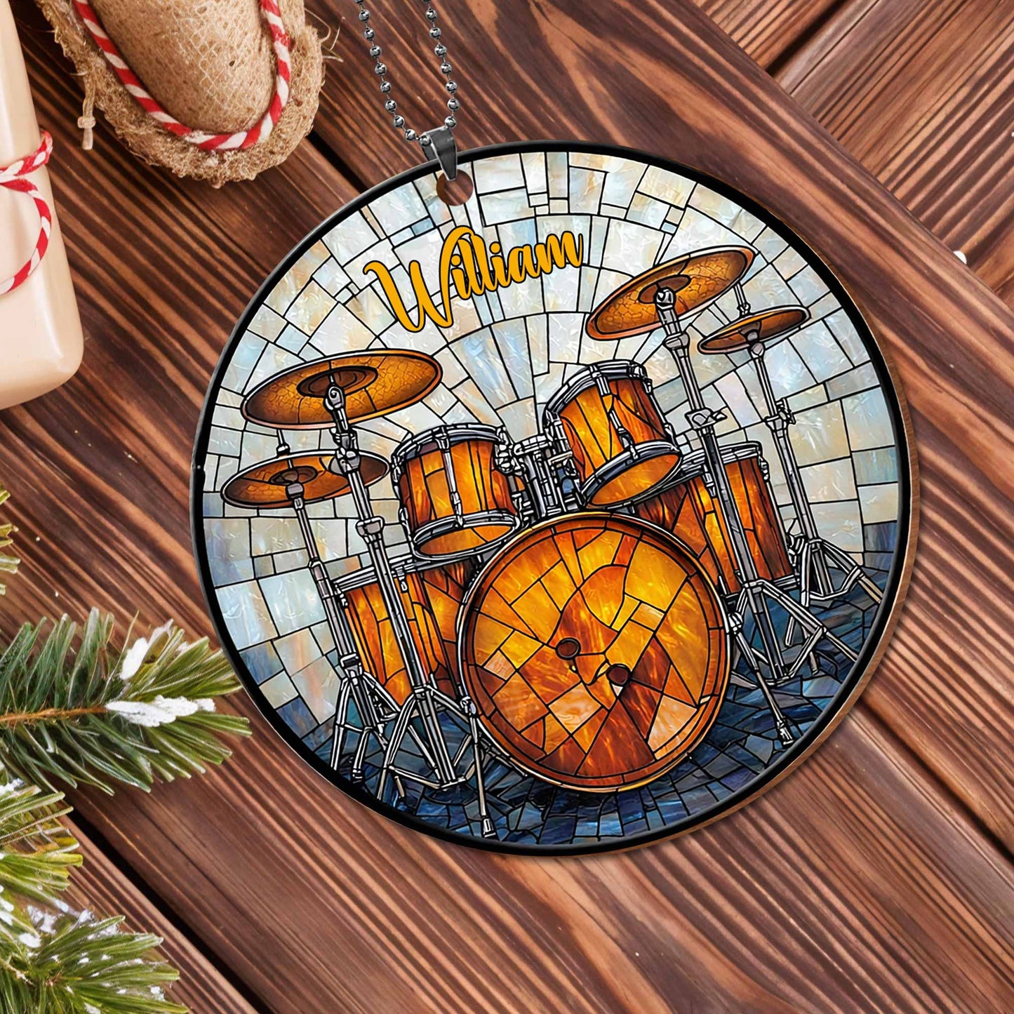 Music Is The Heartbeat Of The Soul Drum Set Stained Glass Style