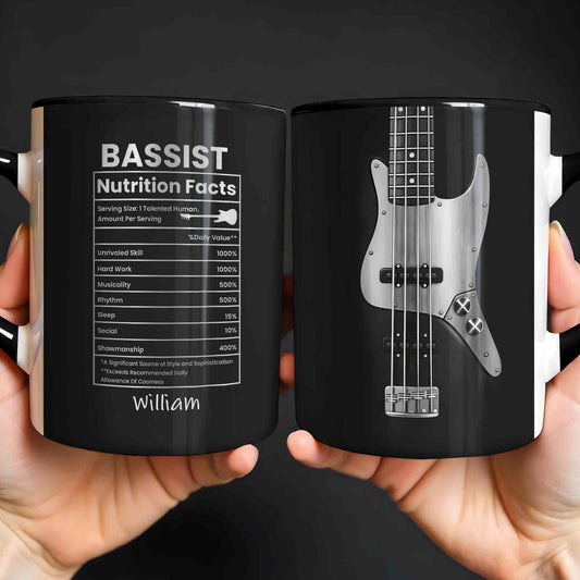 Bassist Nutrition Facts Talented Human Bass Guitar Silhouette