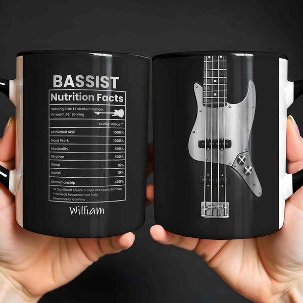 Bassist Nutrition Facts Talented Human Bass Guitar Silhouette