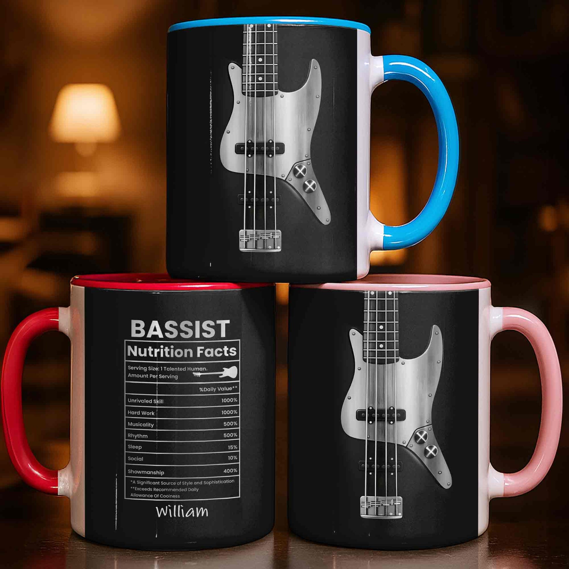 Bassist Nutrition Facts Talented Human Bass Guitar Silhouette