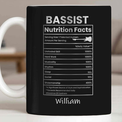 Bassist Nutrition Facts With Bass Guitar Silhouette