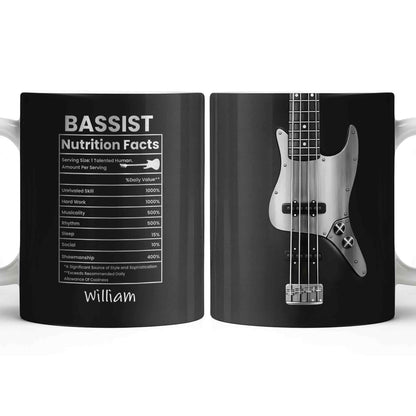Bassist Nutrition Facts With Bass Guitar Silhouette