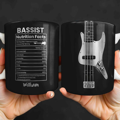 Bassist Nutrition Facts With Bass Guitar Silhouette