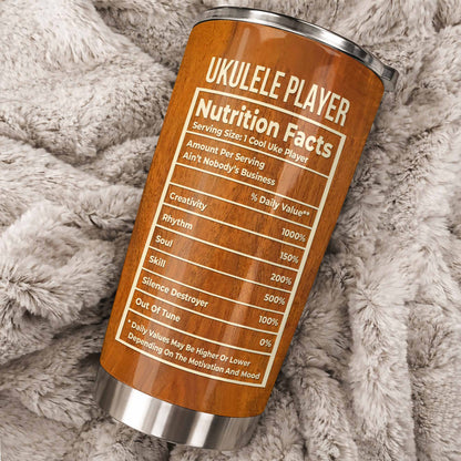 Ukulele Player Nutrition Facts Funny Wood Texture Instrument