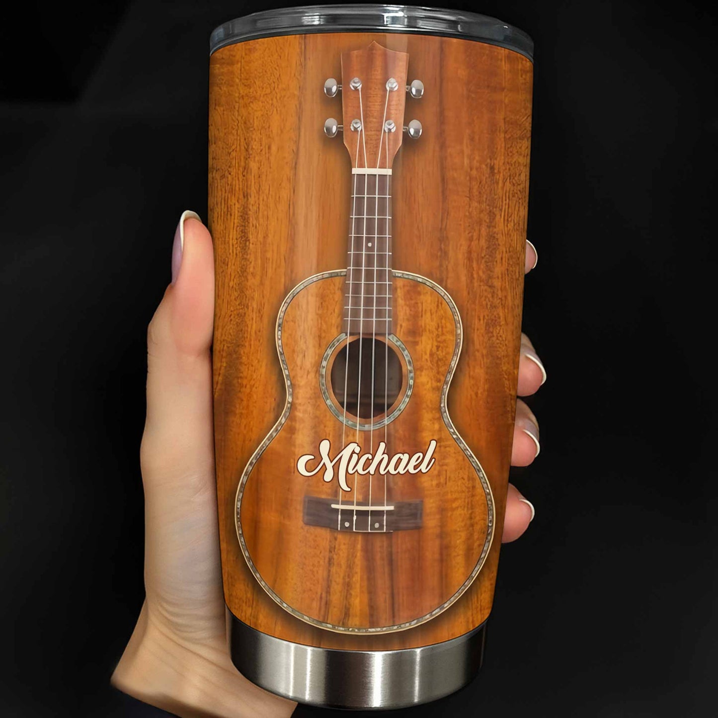 Ukulele Player Nutrition Facts Funny Wood Texture Instrument