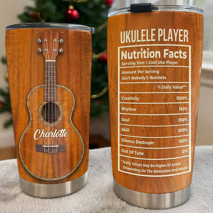 Ukulele Player Nutrition Facts Funny Wood Texture Instrument