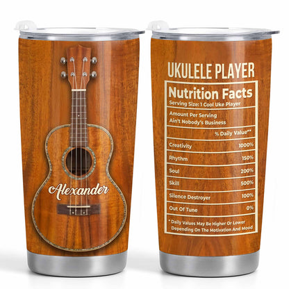 Ukulele Player Nutrition Facts Funny Wood Texture Instrument