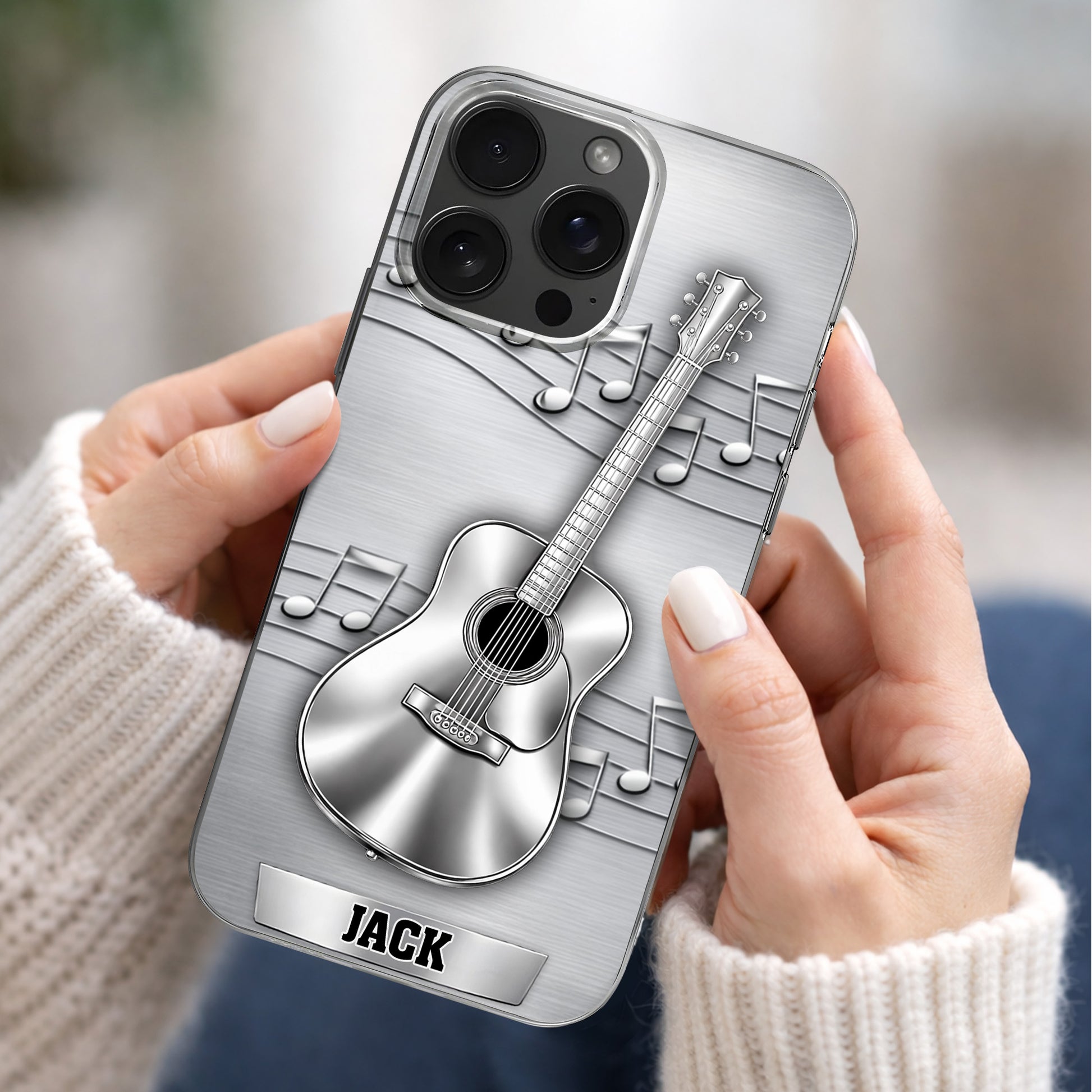 Music Is The Language Of The Soul Metallic Acoustic Guitar