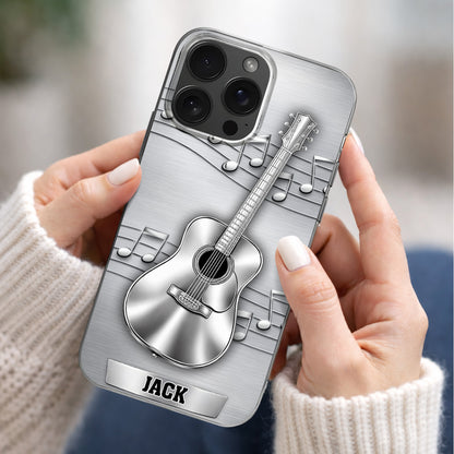 Music Is The Language Of The Soul Metallic Acoustic Guitar