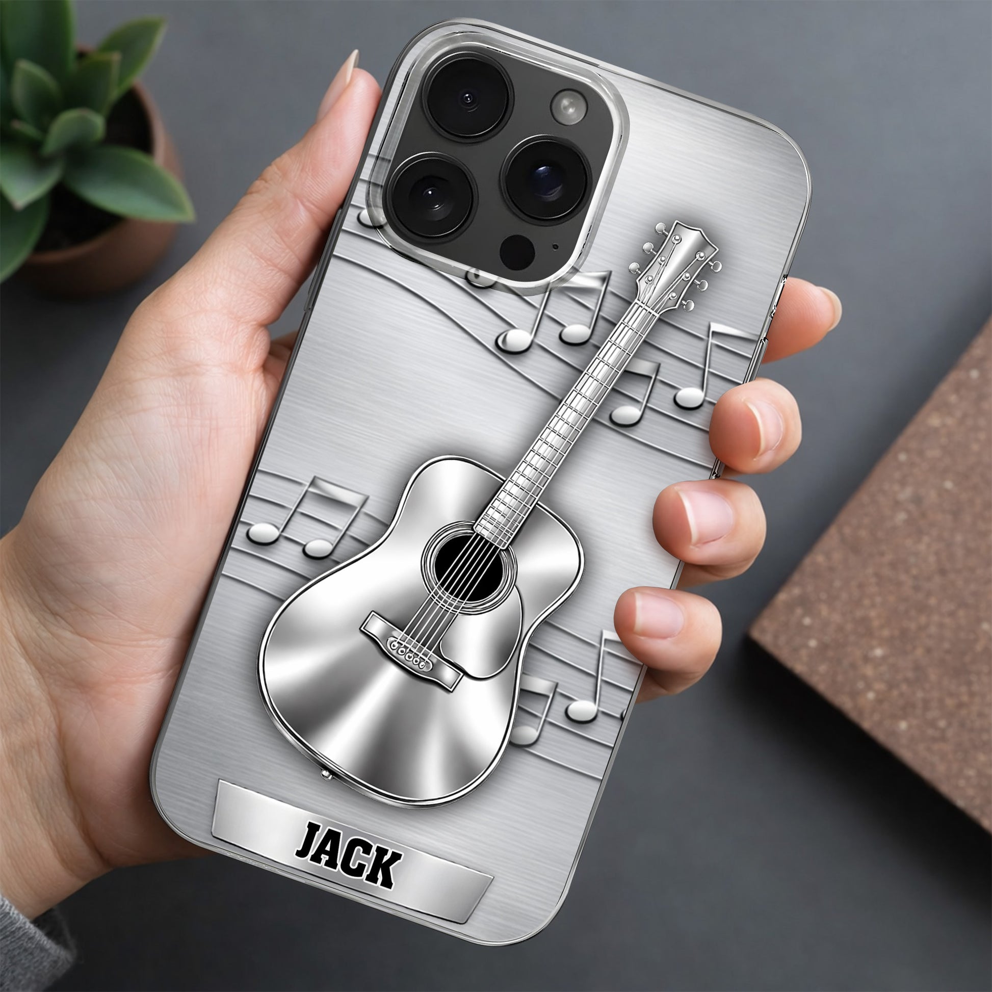 Music Is The Language Of The Soul Metallic Acoustic Guitar