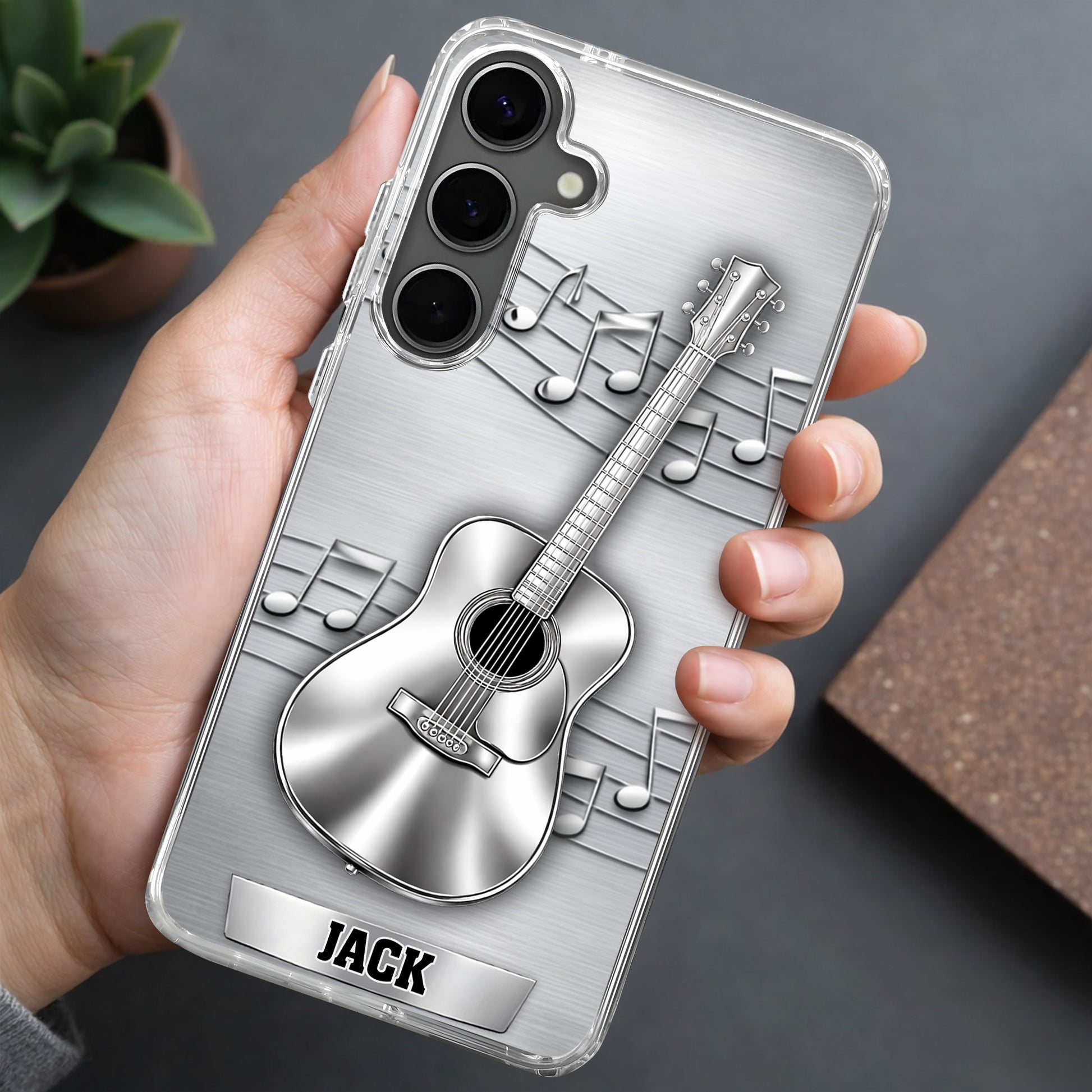 Music Is The Language Of The Soul Metallic Acoustic Guitar