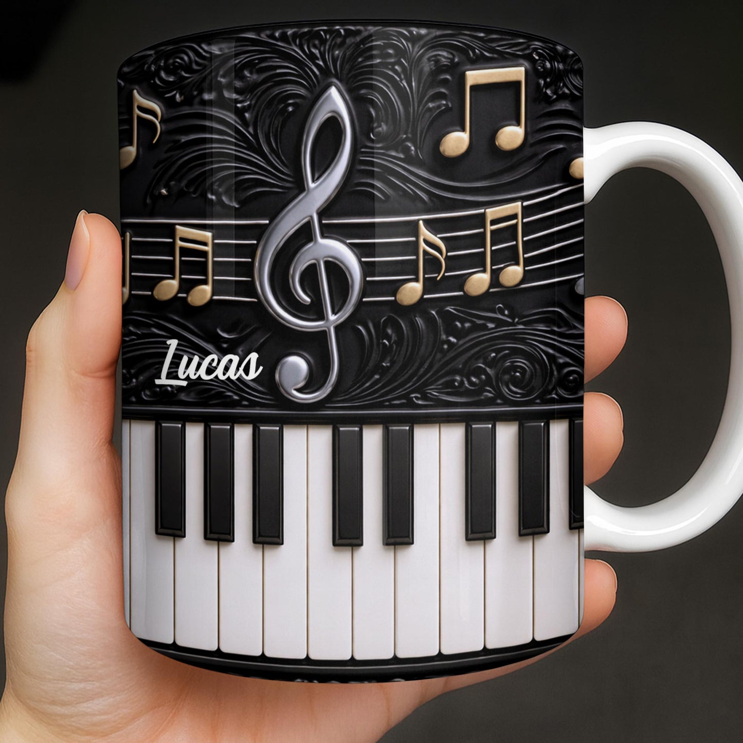 Personalized Music Note Design With Piano Keys - Personalized Custom Coffee Mug - MUSIC024_MG