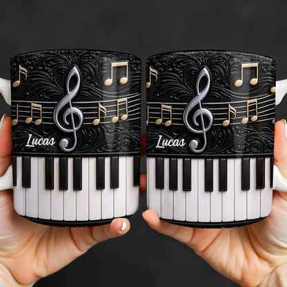 Personalized Music Note Design With Piano Keys - Personalized Custom Coffee Mug - MUSIC024_MG