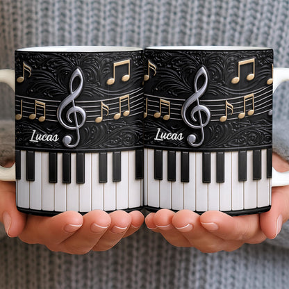 Personalized Music Note Design With Piano Keys - Personalized Custom Coffee Mug - MUSIC024_MG