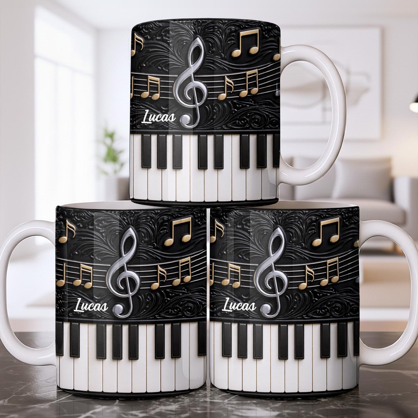 Personalized Music Note Design With Piano Keys - Personalized Custom Coffee Mug - MUSIC024_MG