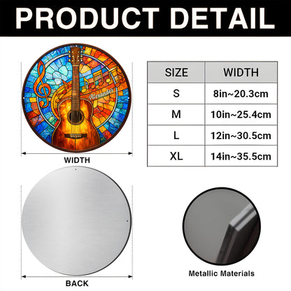 A Melody For The Soul Guitar And Music Notes Stained Glass Style - Personalized Custom Shaped Metal Sign - MUSIC048_CUMES