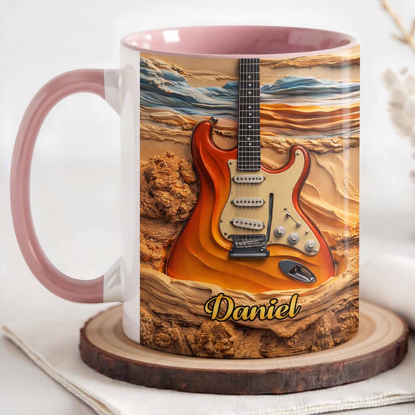 Rock On With A Soul That Sings Electric Guitar Desert Art - Personalized Custom Accent Mug - MUSIC049_AMUG