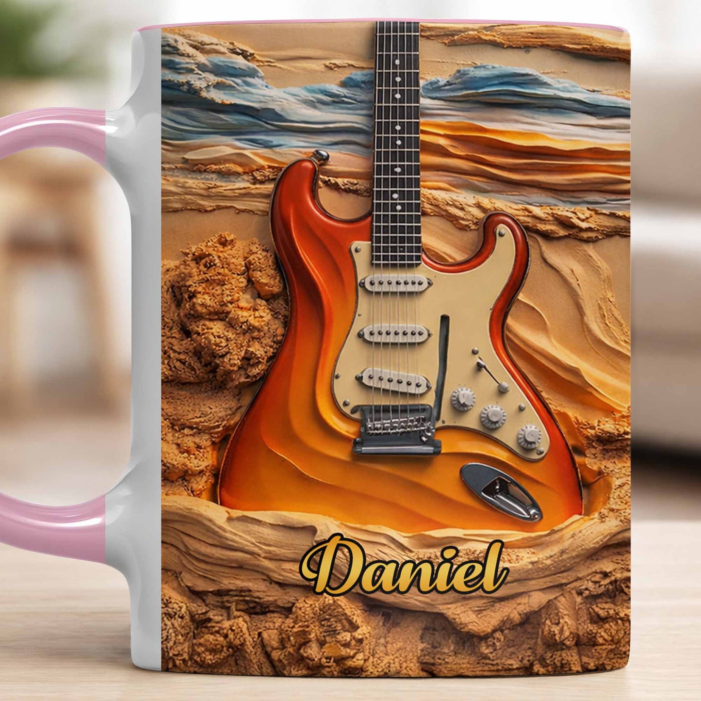 Rock On With A Soul That Sings Electric Guitar Desert Art - Personalized Custom Accent Mug - MUSIC049_AMUG