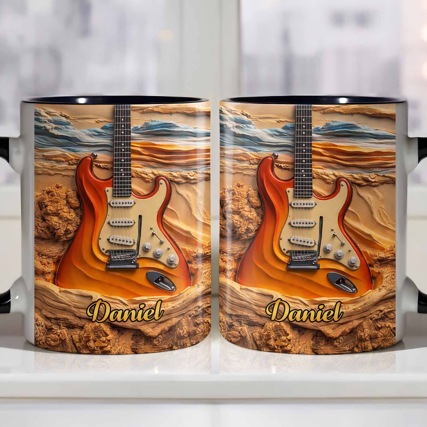 Rock On With A Soul That Sings Electric Guitar Desert Art - Personalized Custom Accent Mug - MUSIC049_AMUG