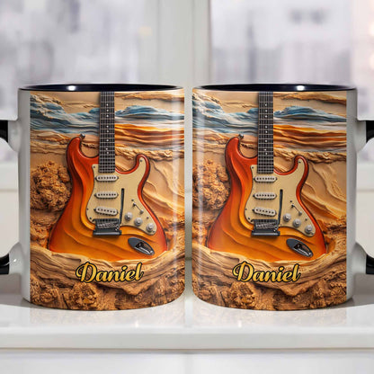 Rock On With A Soul That Sings Electric Guitar Desert Art - Personalized Custom Accent Mug - MUSIC049_AMUG