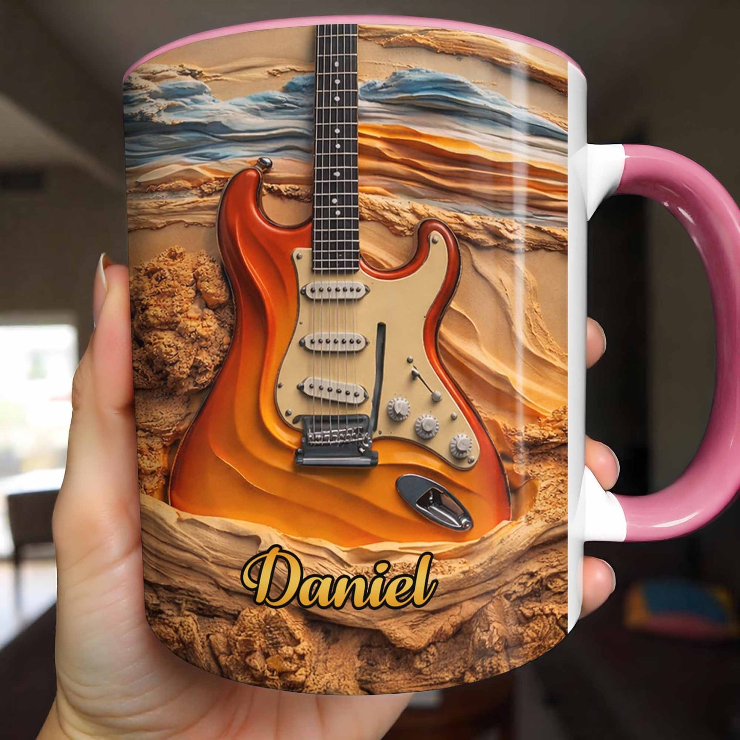 Rock On With A Soul That Sings Electric Guitar Desert Art - Personalized Custom Accent Mug - MUSIC049_AMUG