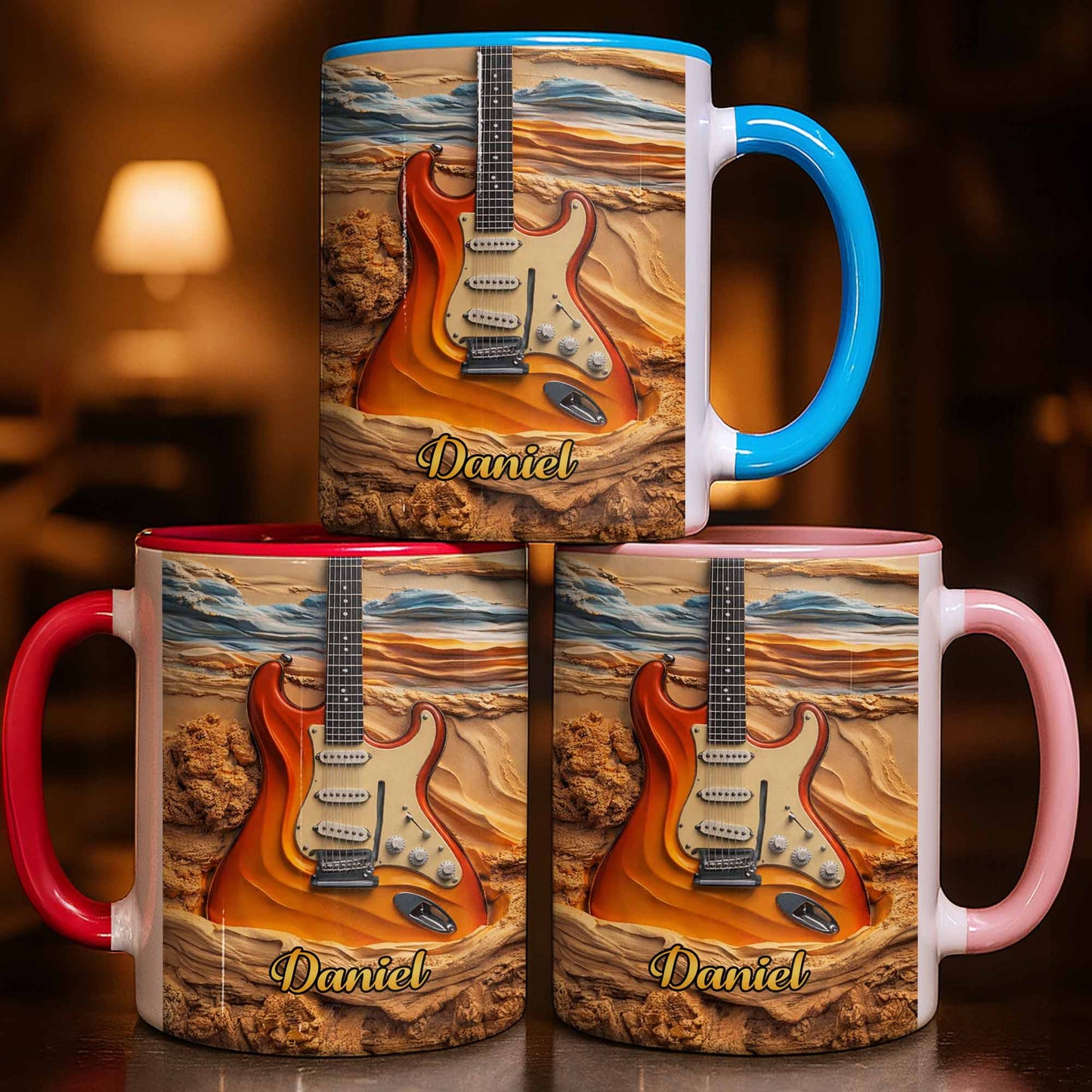 Rock On With A Soul That Sings Electric Guitar Desert Art - Personalized Custom Accent Mug - MUSIC049_AMUG