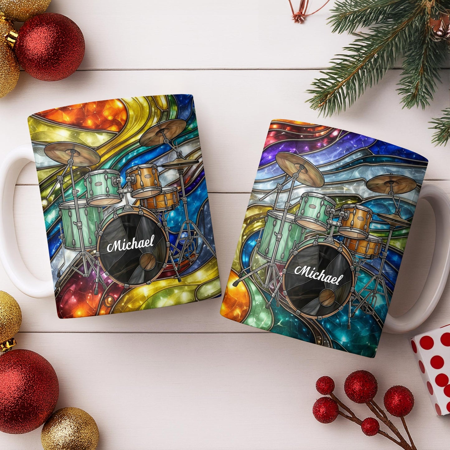 Music Is The Heartbeat Of The Soul Colorful Drum Set - Personalized Custom Coffee Mug - MUSIC060_MG