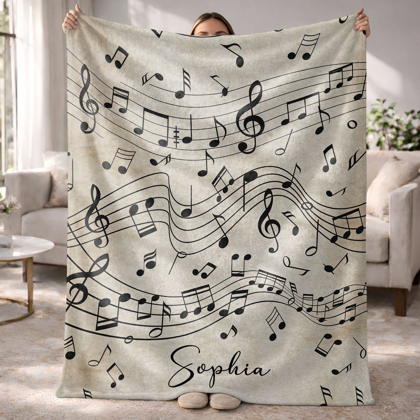 Life Rhythm And Harmony Personalized Music Notes - Personalized Custom Blanket - MUSIC108_BLK