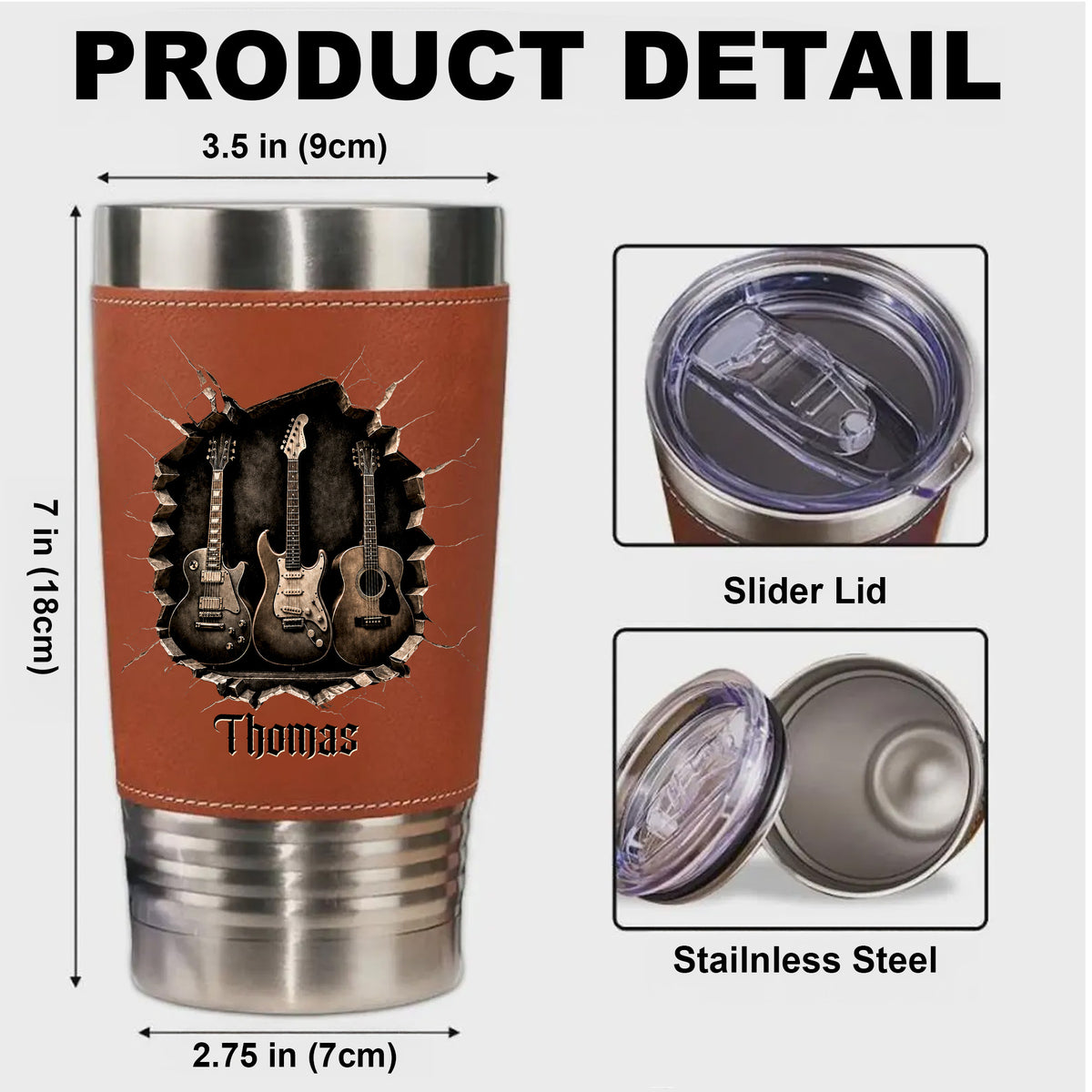 Guitarist Nutrition Facts Talent And Unrivaled Skill Nutrition Label - Personalized Custom Leather Tumbler - MUSIC164_LTB