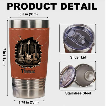 Guitarist Nutrition Facts Talent And Unrivaled Skill Nutrition Label - Personalized Custom Leather Tumbler - MUSIC164_LTB