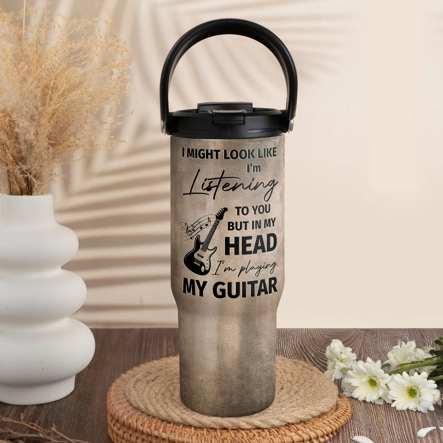 Rock On With These Iconic Guitars Through The Wall - Personalized 30oz Tumbler With Handle - MUSIC166_TBH