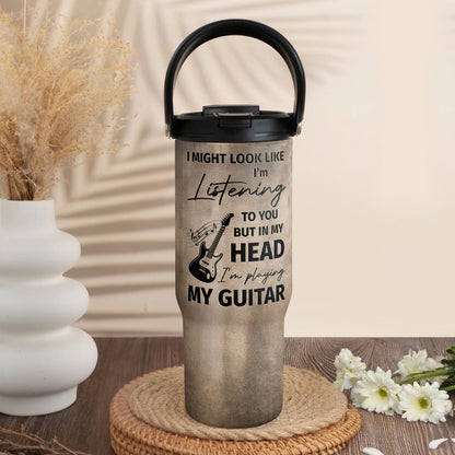 Rock On With These Iconic Guitars Through The Wall - Personalized 30oz Tumbler With Handle - MUSIC166_TBH