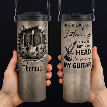 Rock On With These Iconic Guitars Through The Wall - Personalized 30oz Tumbler With Handle - MUSIC166_TBH