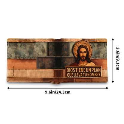 Dios Tiene Un Plan Que Lleva Tu Nombre - Cartera de cuero para hombre - MW_MX03